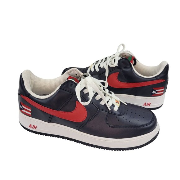 Nike Air Force 1 Puerto Rico 5 Low Basketball Shoe Navy/Red/White Size 10.5 - Picture 1 of 12
